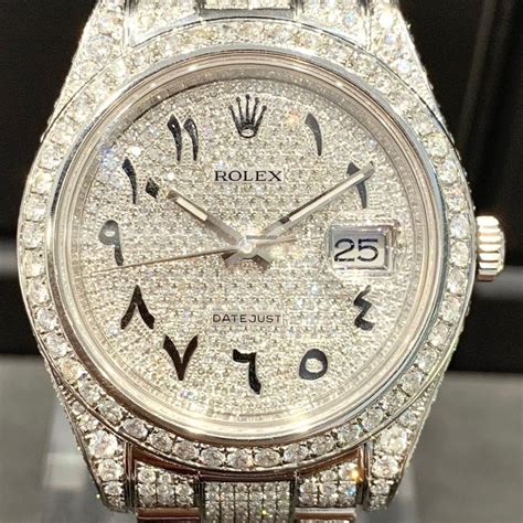 rolex datejust arabic dial iced out